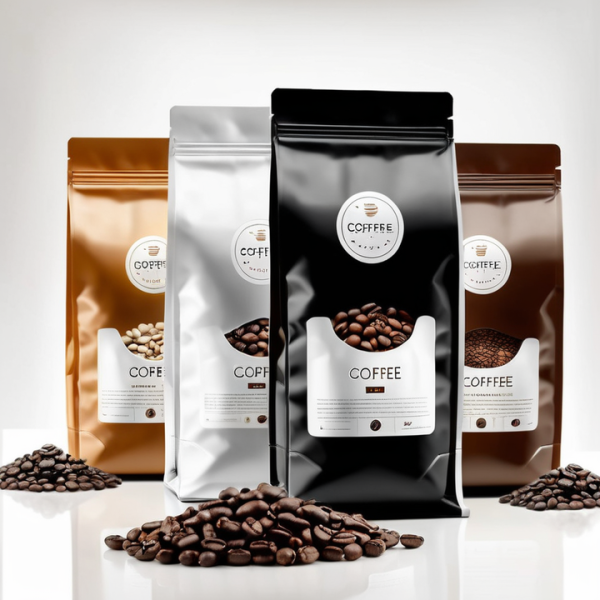 Flat bottom coffee packaging bag with front valve
