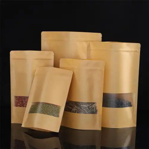 Self-supporting kraft paper bag with zipper