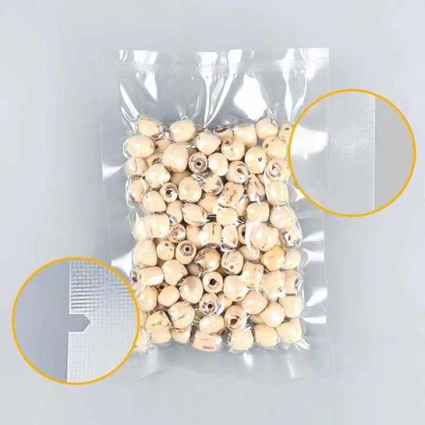Clear vacuum bag with rice inside