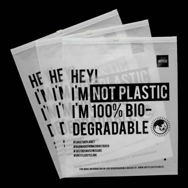 Matte biodegradable zip lock t-shirt bag