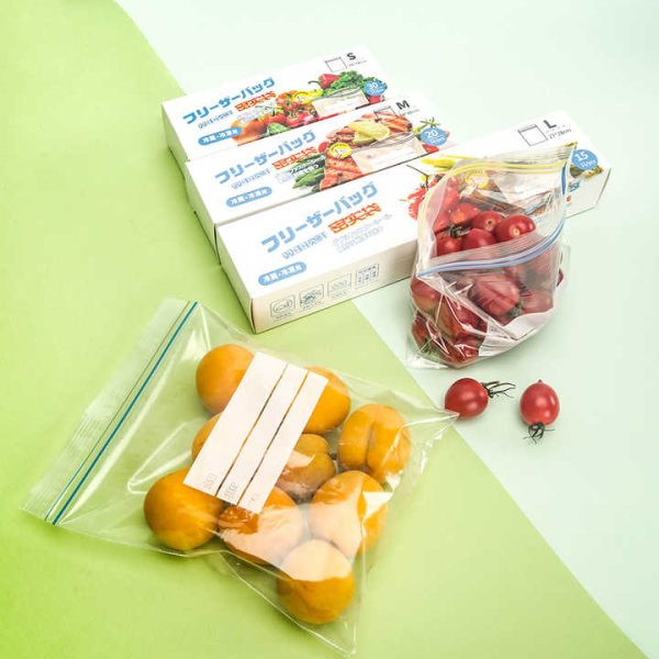 Durable plastic ziplock bag for food