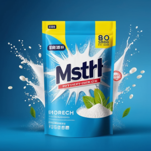 Standing pouch for laundry detergent packaging