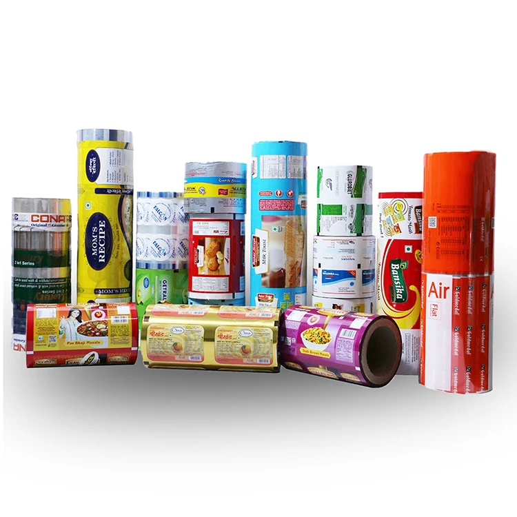 custom logo printing on flexible packaging roll film for branded food products