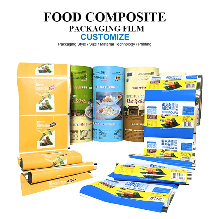 custom printed roll film for snack packaging with vivid food design graphics